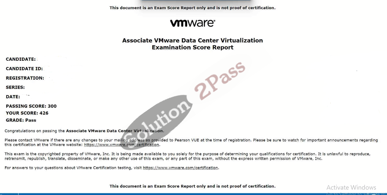 Validated 1V0-21.20 certification score card 1