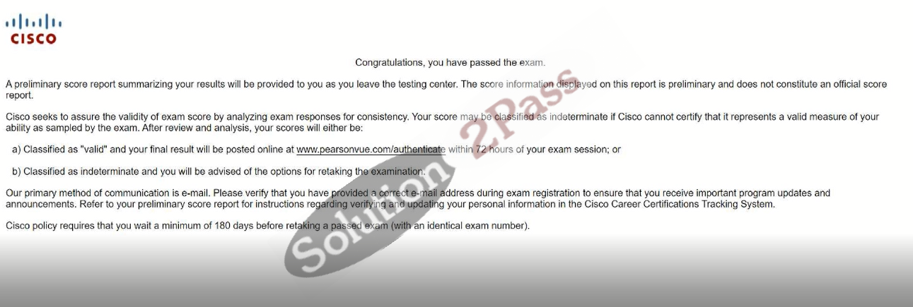 Validated 200-301 certification score card 2