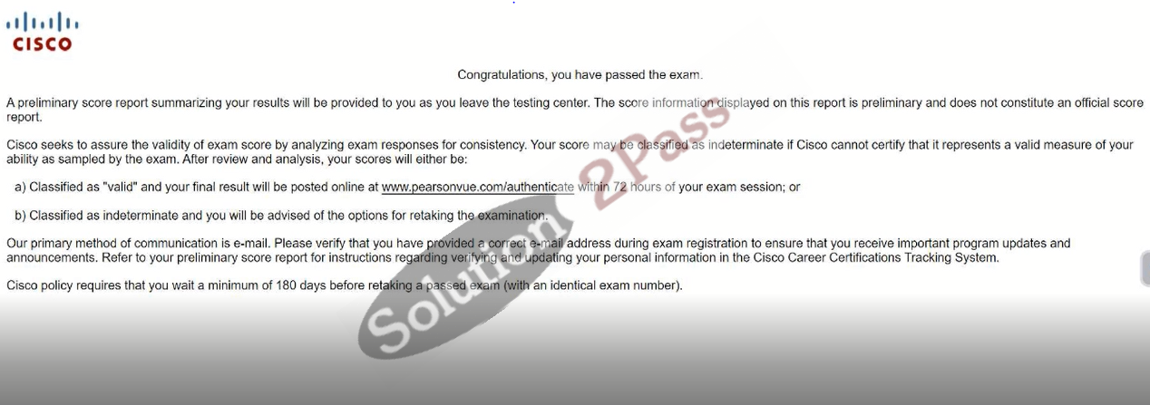 Validated 200-301 certification score card 1