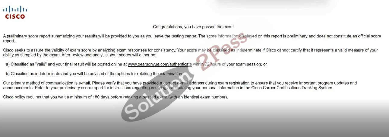 Validated 200-301 certification score card 3