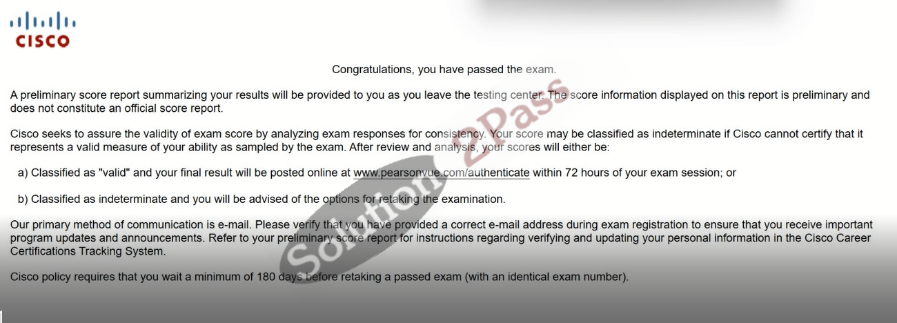 Validated 200-301 certification score card 5