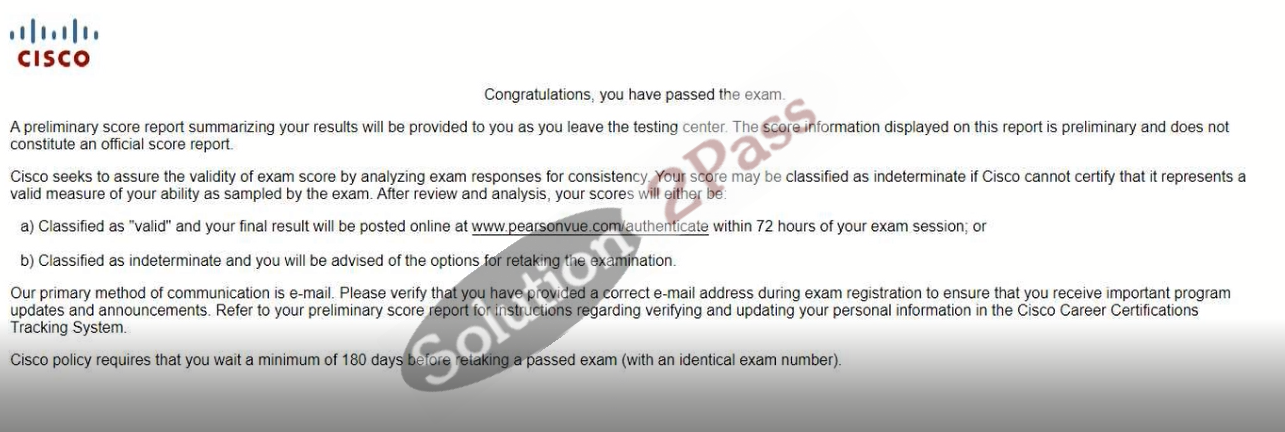 Validated 200-301 certification score card 4