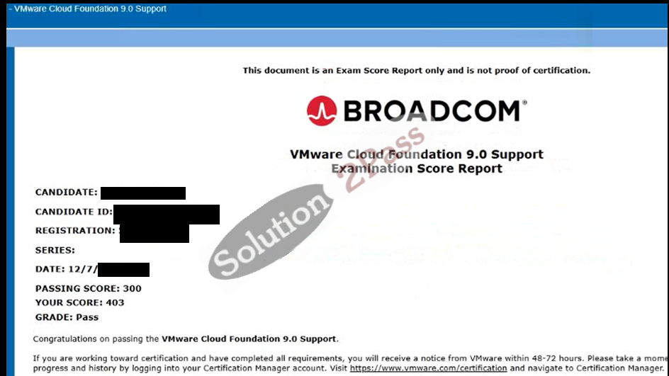 Validated 2V0-15.25 certification score card 1