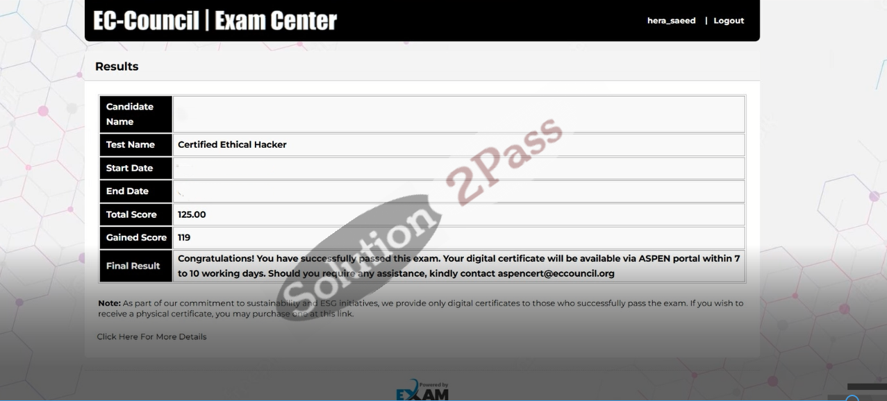 Validated 312-50v13 certification score card 1