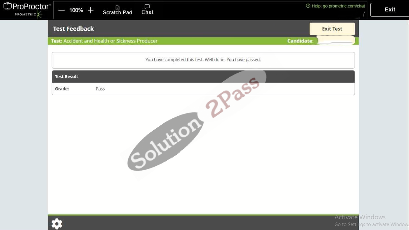 Validated Accident-and-Health-or-Sickness-Producer certification score card 1