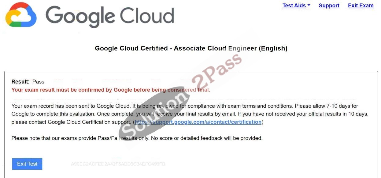 Validated Associate-Cloud-Engineer certification score card 1