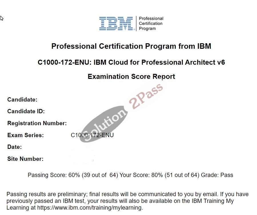 Validated C1000-172 certification score card 1