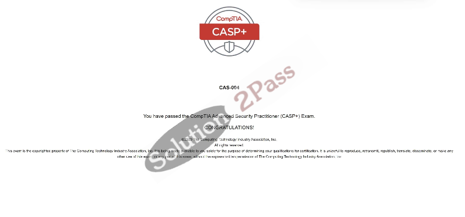 Validated CAS-004 certification score card 1