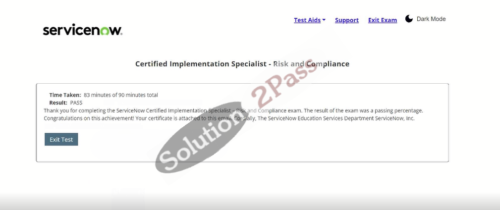 Validated CIS-RCI certification score card 1