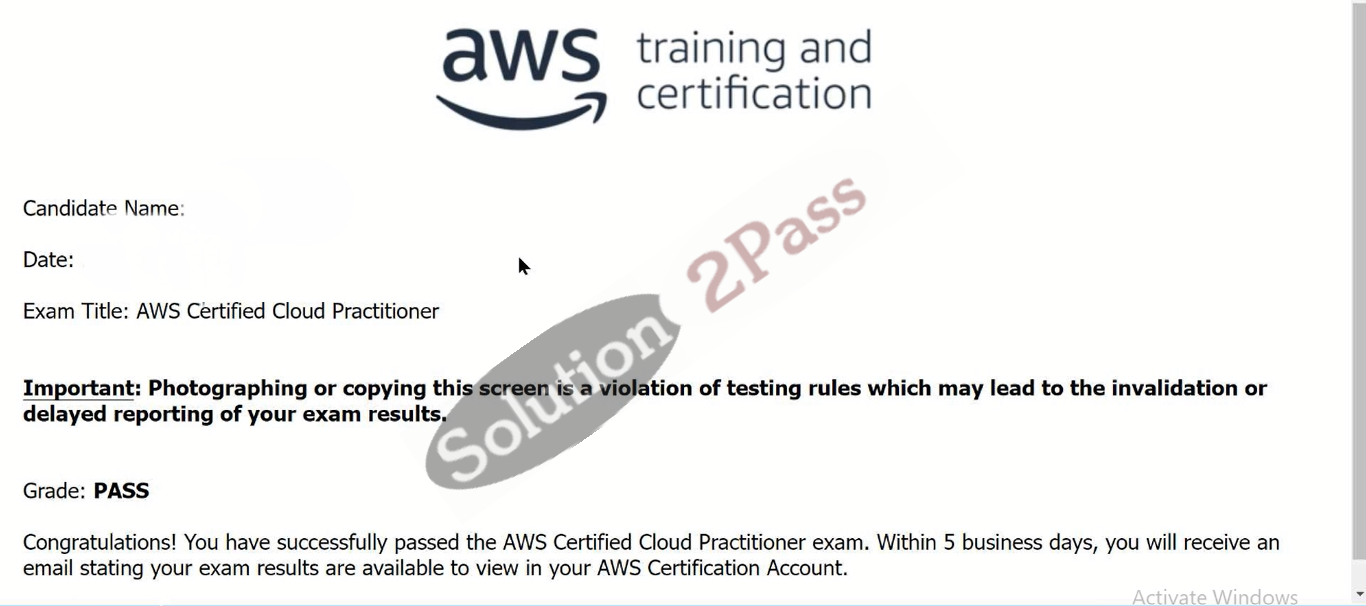 Validated CLF-C02 certification score card 2