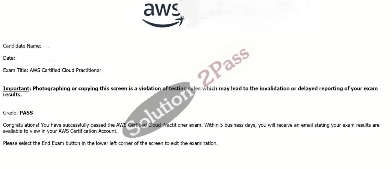 Validated CLF-C02 certification score card 1