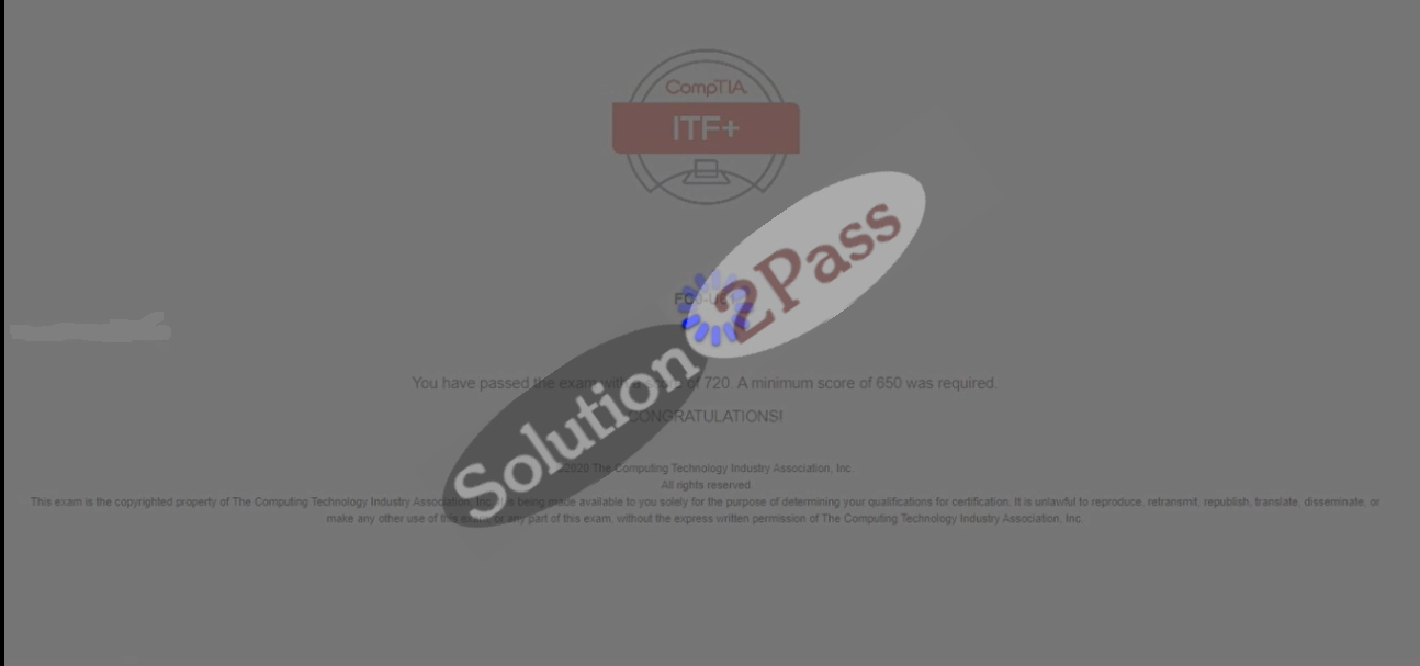 Validated FC0-U61 certification score card 1