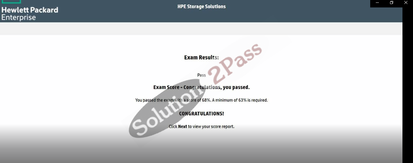 Validated HPE0-J68 certification score card 1