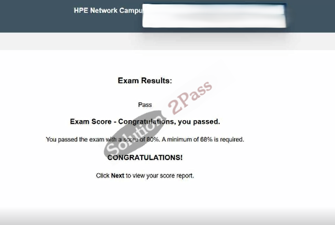 Validated HPE6-A85 certification score card 1