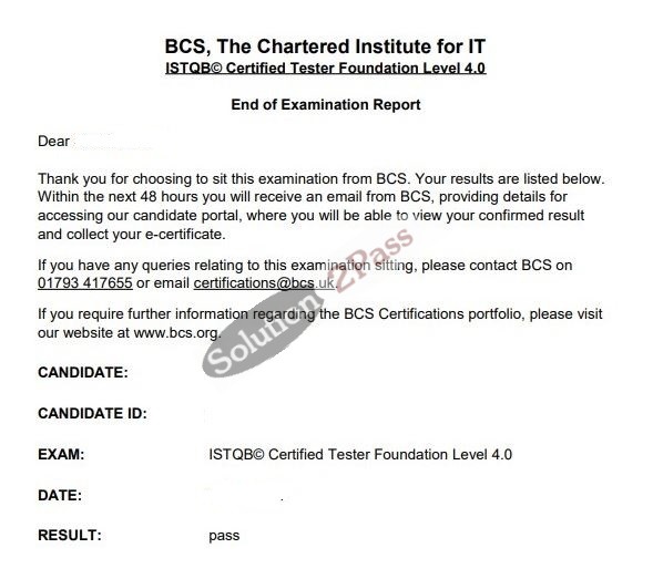 Validated ISTQB-CTFL certification score card 1