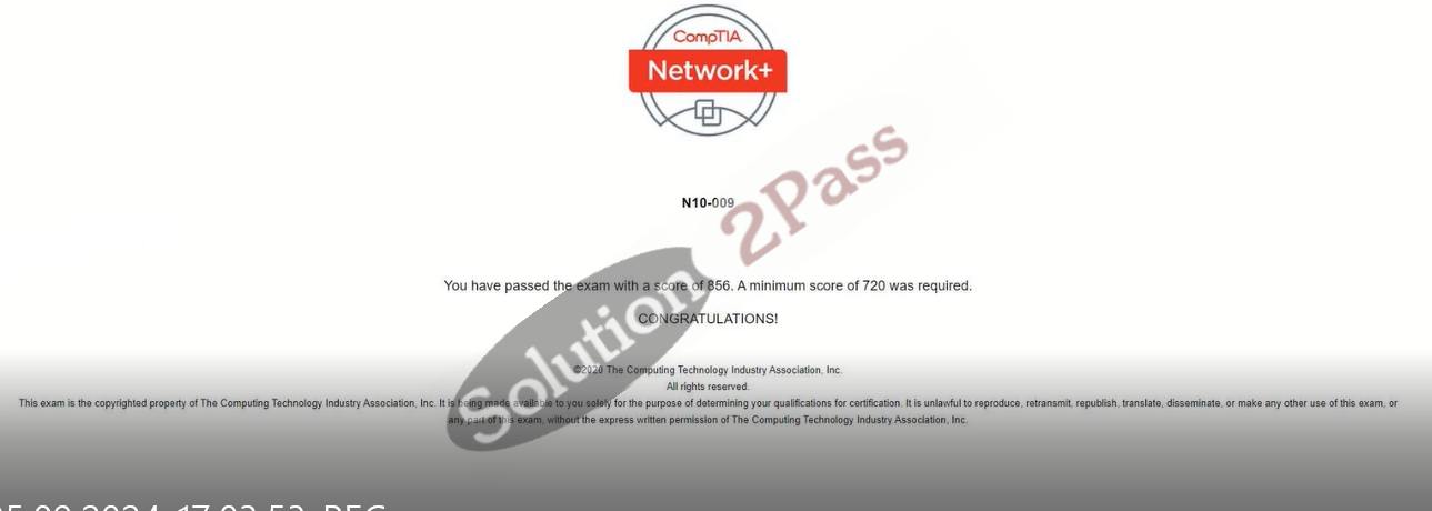 Validated N10-009 certification score card 1