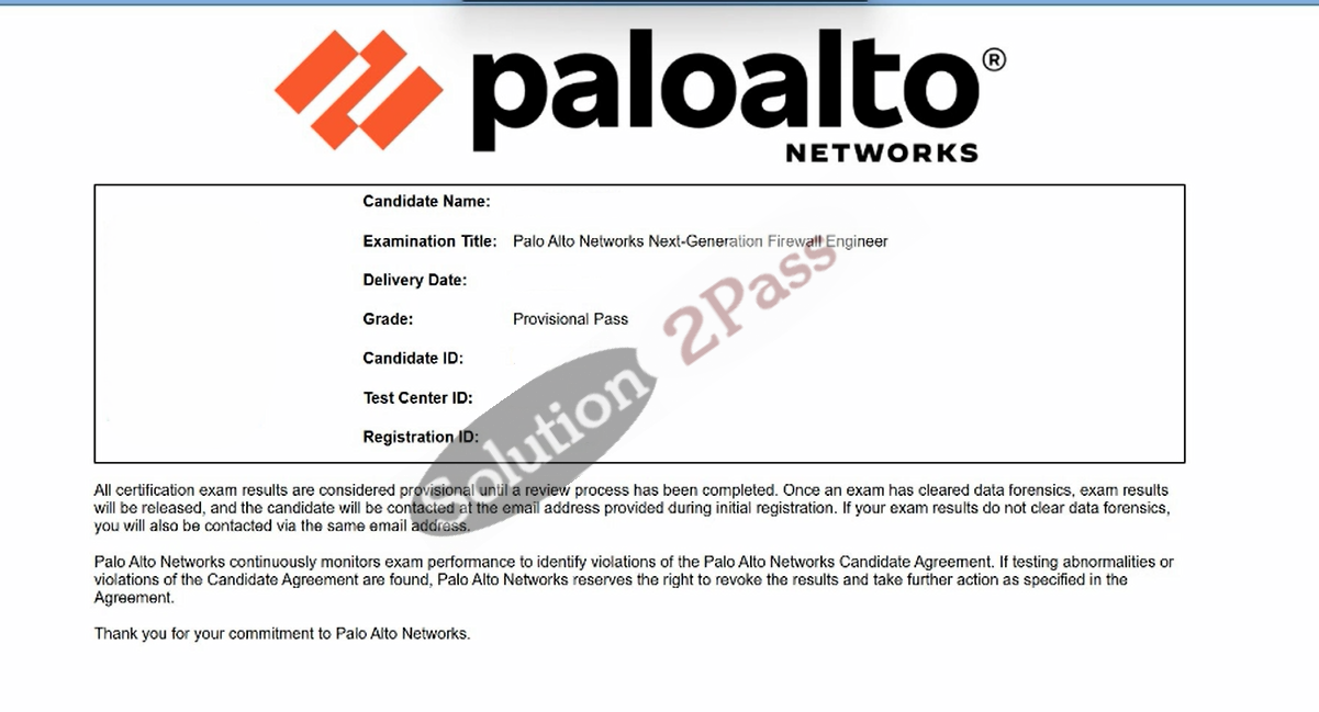 Validated NGFW-Engineer certification score card 1