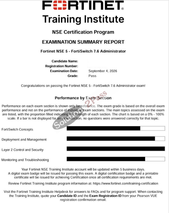 Validated NSE5_FSW_AD-7.6 certification score card 2