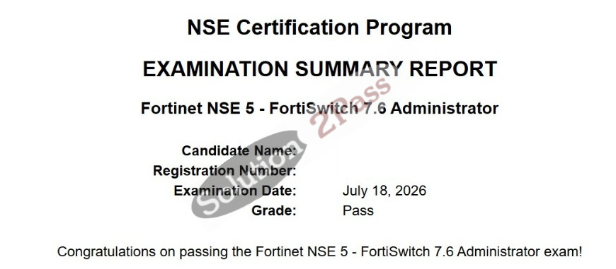 Validated NSE5_FSW_AD-7.6 certification score card 1