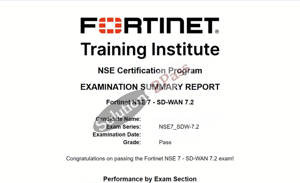 Validated NSE7_SDW-7.2 certification score card 4
