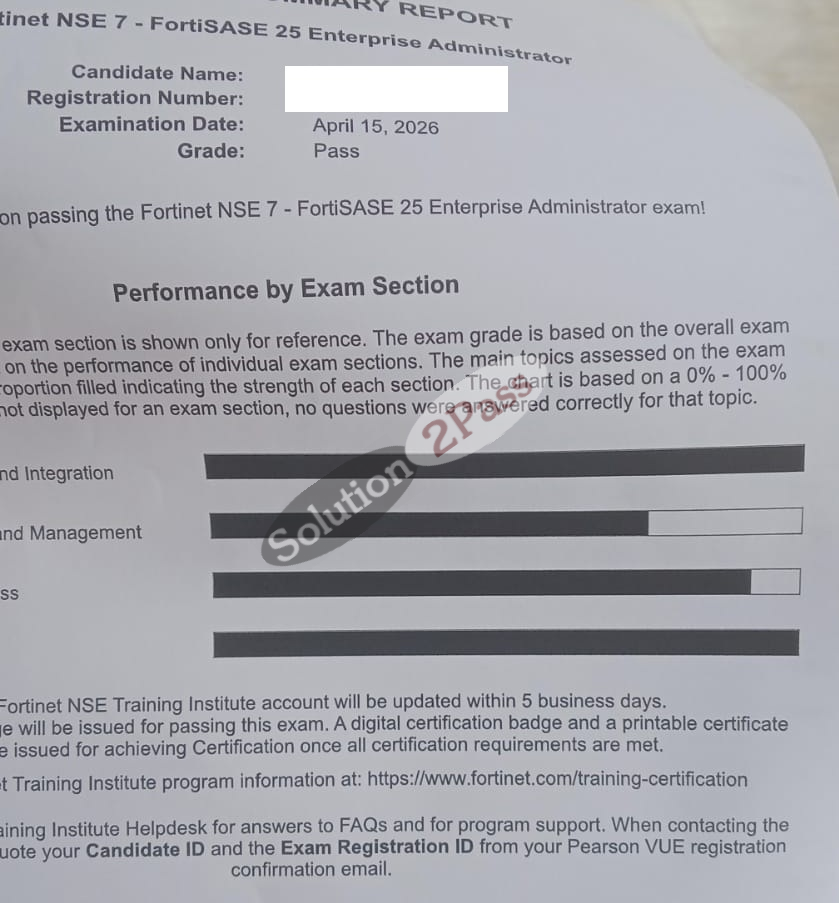 Validated NSE7_SSE_AD-25 certification score card 2