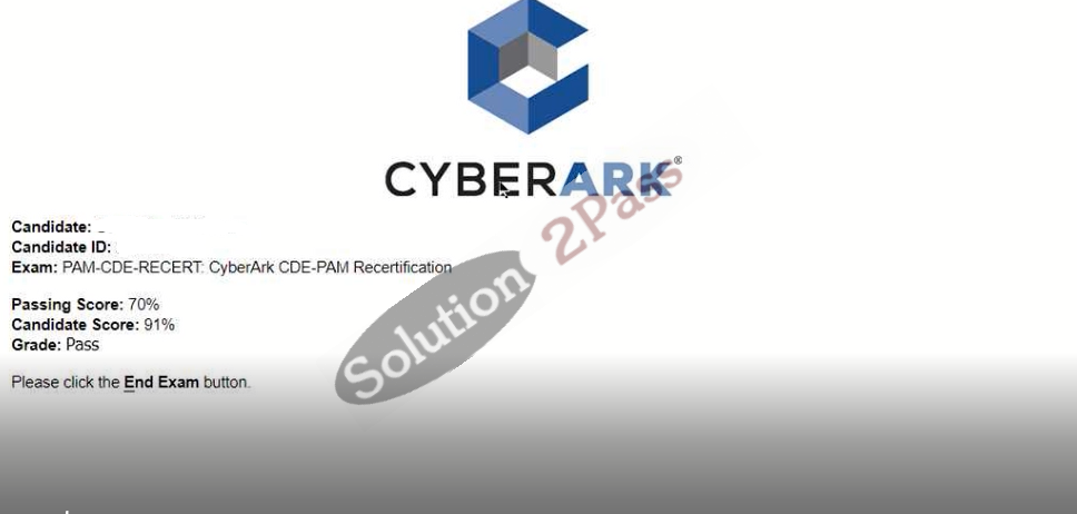 Validated PAM-CDE-RECERT certification score card 1