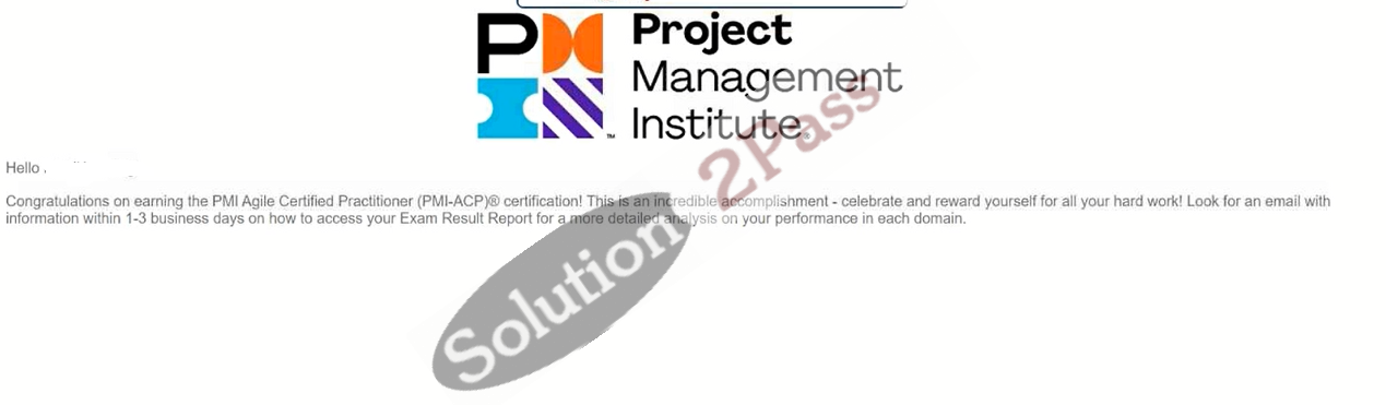 Validated PMI-ACP certification score card 1