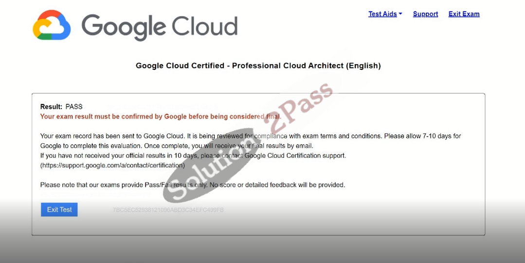 Validated Professional-Cloud-Architect certification score card 2