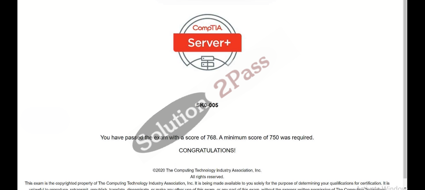 Validated SK0-005 certification score card 2
