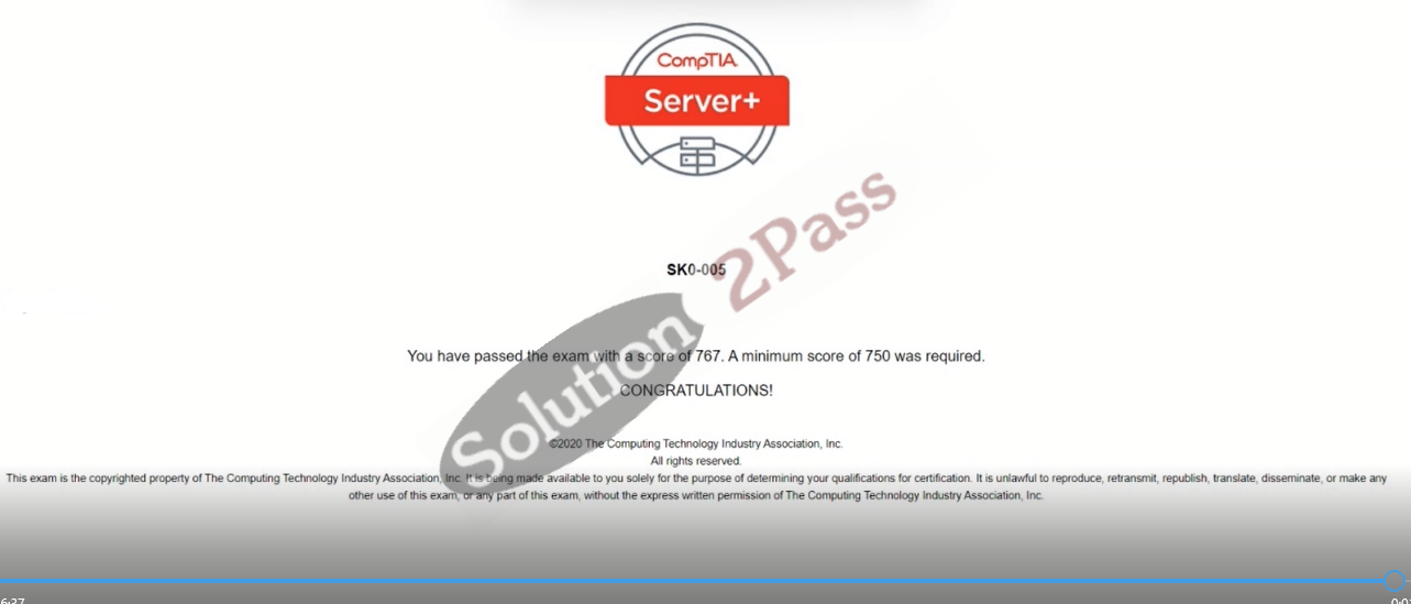 Validated SK0-005 certification score card 1