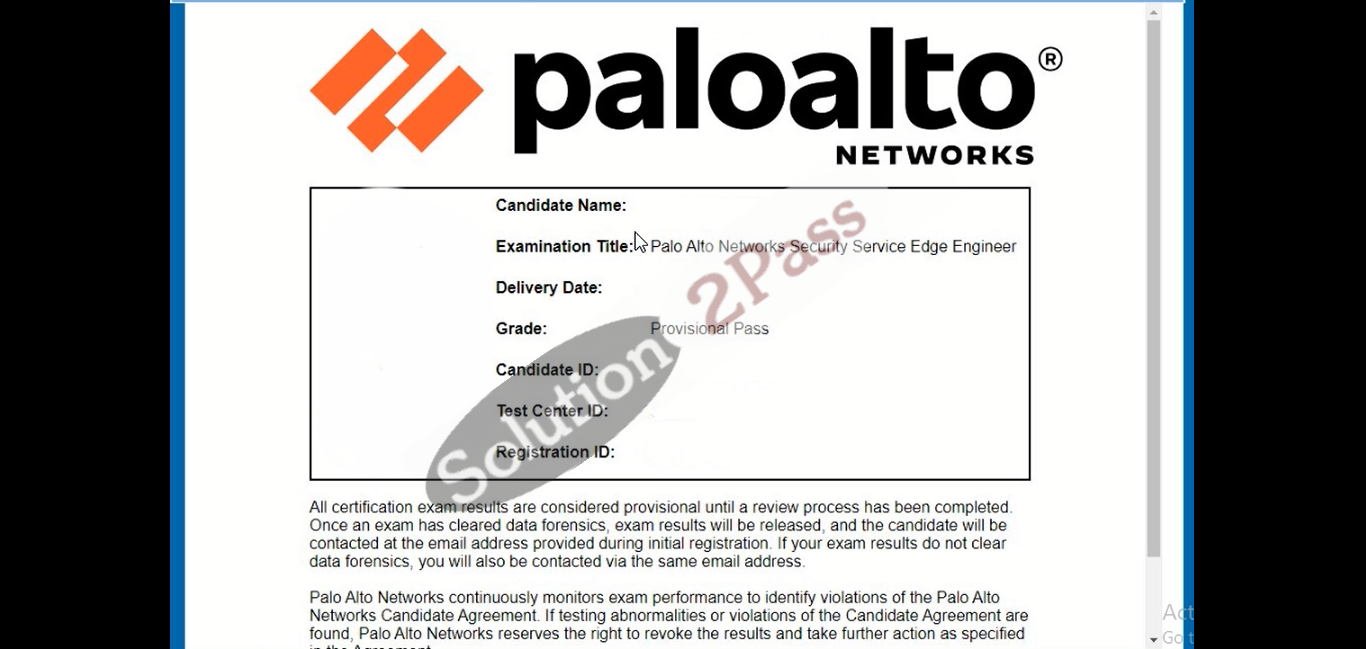 Validated SSE-Engineer certification score card 1