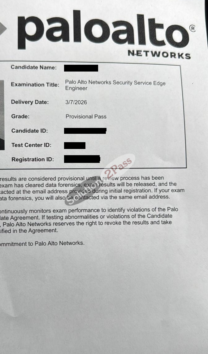 Validated SSE-Engineer certification score card 2