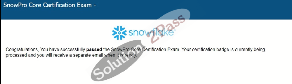Validated SnowPro-Core certification score card 1